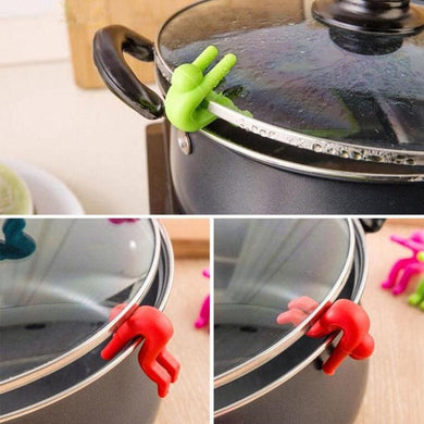 Kitchen Accessories Cooking Gadgets Silicone Anti Overflow Lid Holder Soup Funny Man Phone Holder Stand Universial Kitchen Tool