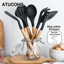 Load image into Gallery viewer, 12PCS Silicone Kitchen Tools Cooking Sets Turner Soup Spoon Spatula Brush Non-stick Shovel with Wooden Handle Cooking Tools