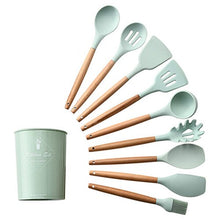 Load image into Gallery viewer, 12PCS Silicone Kitchen Tools Cooking Sets Turner Soup Spoon Spatula Brush Non-stick Shovel with Wooden Handle Cooking Tools