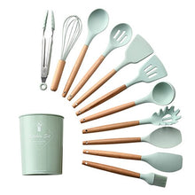 Load image into Gallery viewer, 12PCS Silicone Kitchen Tools Cooking Sets Turner Soup Spoon Spatula Brush Non-stick Shovel with Wooden Handle Cooking Tools