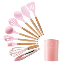 Load image into Gallery viewer, 12PCS Silicone Kitchen Tools Cooking Sets Turner Soup Spoon Spatula Brush Non-stick Shovel with Wooden Handle Cooking Tools