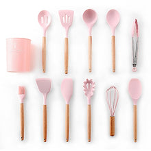 Load image into Gallery viewer, 12PCS Silicone Kitchen Tools Cooking Sets Turner Soup Spoon Spatula Brush Non-stick Shovel with Wooden Handle Cooking Tools