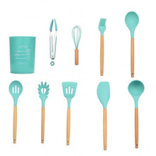 Load image into Gallery viewer, 12PCS Silicone Kitchen Tools Cooking Sets Turner Soup Spoon Spatula Brush Non-stick Shovel with Wooden Handle Cooking Tools