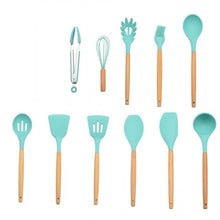 Load image into Gallery viewer, 12PCS Silicone Kitchen Tools Cooking Sets Turner Soup Spoon Spatula Brush Non-stick Shovel with Wooden Handle Cooking Tools