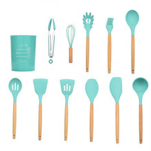 Load image into Gallery viewer, 12PCS Silicone Kitchen Tools Cooking Sets Turner Soup Spoon Spatula Brush Non-stick Shovel with Wooden Handle Cooking Tools