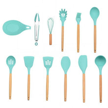 Load image into Gallery viewer, 12PCS Silicone Kitchen Tools Cooking Sets Turner Soup Spoon Spatula Brush Non-stick Shovel with Wooden Handle Cooking Tools