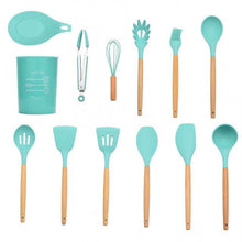 Load image into Gallery viewer, 12PCS Silicone Kitchen Tools Cooking Sets Turner Soup Spoon Spatula Brush Non-stick Shovel with Wooden Handle Cooking Tools