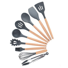 Load image into Gallery viewer, 12PCS Silicone Kitchen Tools Cooking Sets Turner Soup Spoon Spatula Brush Non-stick Shovel with Wooden Handle Cooking Tools