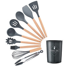 Load image into Gallery viewer, 12PCS Silicone Kitchen Tools Cooking Sets Turner Soup Spoon Spatula Brush Non-stick Shovel with Wooden Handle Cooking Tools