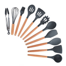 Load image into Gallery viewer, 12PCS Silicone Kitchen Tools Cooking Sets Turner Soup Spoon Spatula Brush Non-stick Shovel with Wooden Handle Cooking Tools