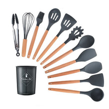 Load image into Gallery viewer, 12PCS Silicone Kitchen Tools Cooking Sets Turner Soup Spoon Spatula Brush Non-stick Shovel with Wooden Handle Cooking Tools