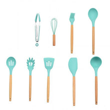 Load image into Gallery viewer, 12PCS Silicone Kitchen Tools Cooking Sets Turner Soup Spoon Spatula Brush Non-stick Shovel with Wooden Handle Cooking Tools