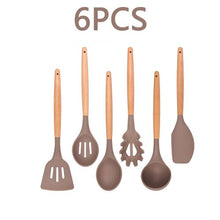 Load image into Gallery viewer, 12PCS Silicone Kitchen Tools Cooking Sets Turner Soup Spoon Spatula Brush Non-stick Shovel with Wooden Handle Cooking Tools