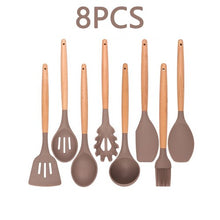 Load image into Gallery viewer, 12PCS Silicone Kitchen Tools Cooking Sets Turner Soup Spoon Spatula Brush Non-stick Shovel with Wooden Handle Cooking Tools