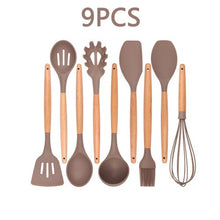 Load image into Gallery viewer, 12PCS Silicone Kitchen Tools Cooking Sets Turner Soup Spoon Spatula Brush Non-stick Shovel with Wooden Handle Cooking Tools