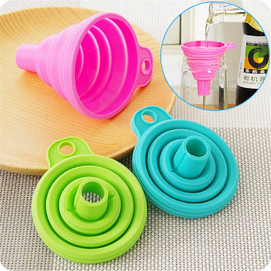 Useful Collapsible Style Funnel Hopper Protable Mini Silicone Gel Foldable Kitchen Cooking Tools Accessories Gadgets