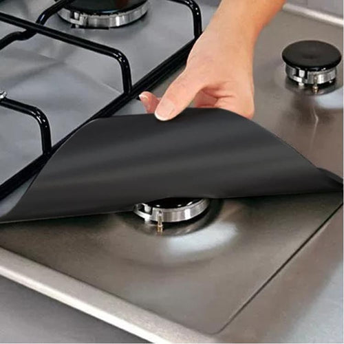 4Pcs/set Black Reusable Foil Gas Hob Range Stovetop Burner Protector Liner Cover For Cleaning Kitchen Cooking Tools Set