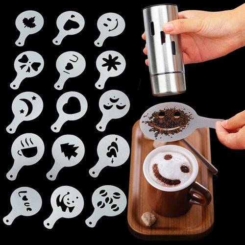 8/12/16Pcs/Set Coffee Drawing Model Creative Cappuccino Foam Spray Printing Flower Mold Kitchen Accessories Plastic Cooking Tool