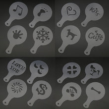 Load image into Gallery viewer, 8/12/16Pcs/Set Coffee Drawing Model Creative Cappuccino Foam Spray Printing Flower Mold Kitchen Accessories Plastic Cooking Tool