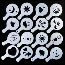 Load image into Gallery viewer, 8/12/16Pcs/Set Coffee Drawing Model Creative Cappuccino Foam Spray Printing Flower Mold Kitchen Accessories Plastic Cooking Tool